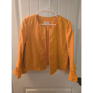 Women's LOFT Gold Mustard Blazer with Tie Sleeves M